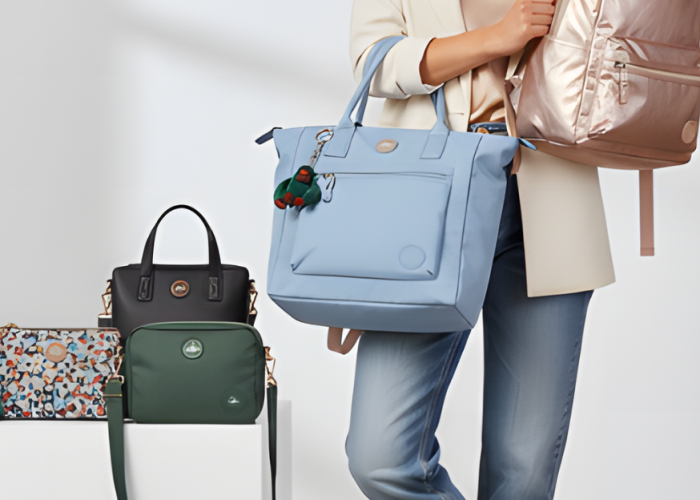 Stylish bags in various colors displayed